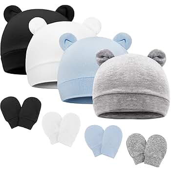 Amazon.com: BQUBO Newborn Baby Hats Bear Ears and Mittens